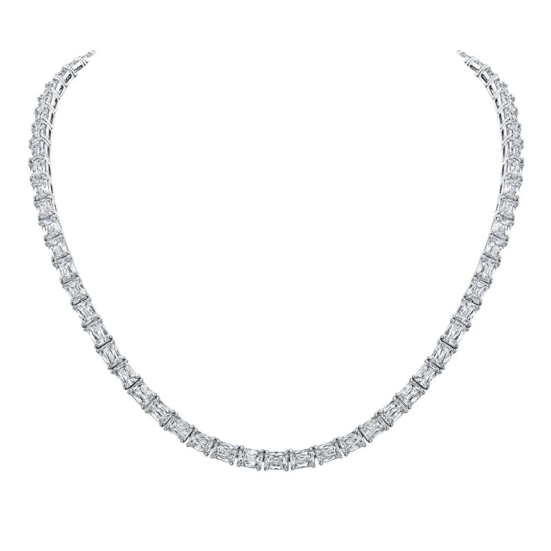 Emerald cut on sale tennis necklace