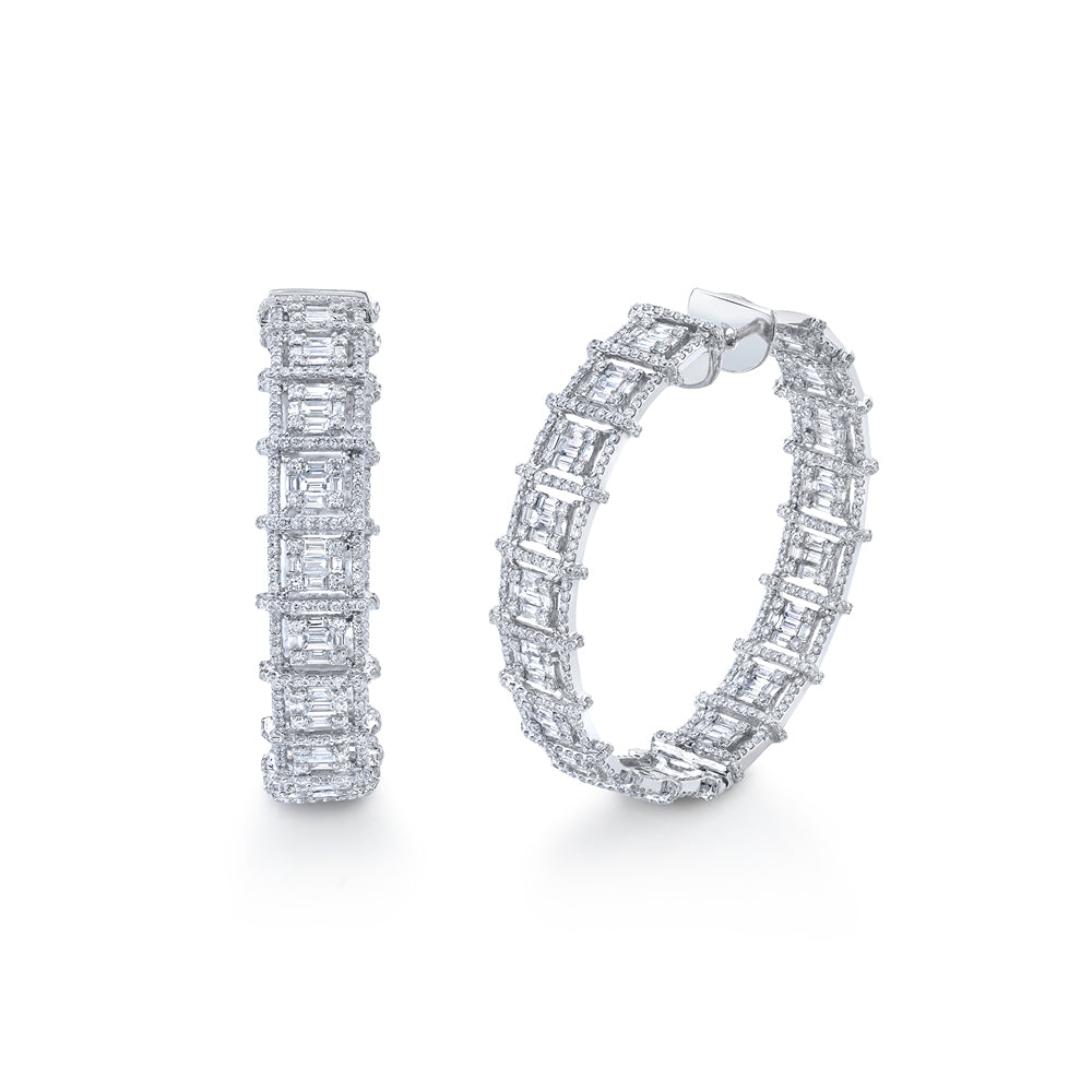 Baguette Diamond Hoop Earrings – Diamond Elite