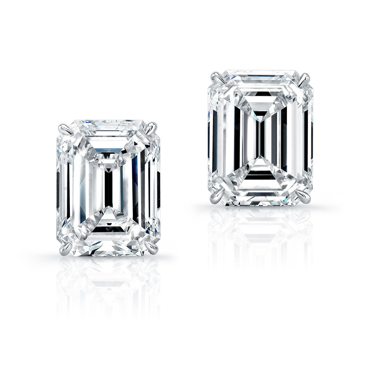 Emerald cut diamond sales earrings platinum