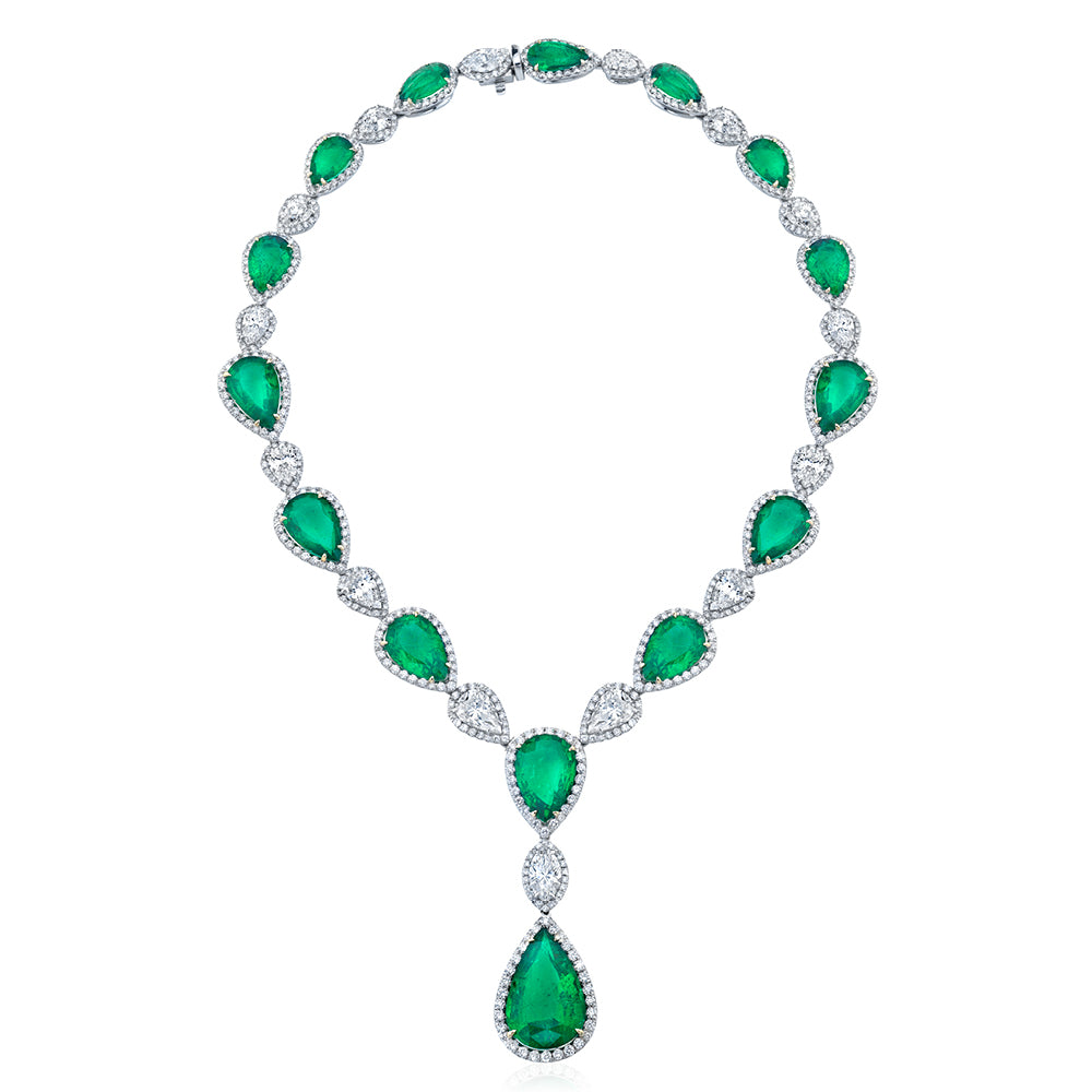 Buy Emerald Necklace Bridal Wedding Diamond Necklace Emerald Green American Diamond  Necklace Emerald Wedding Bridal Jewelry Set India CZ Sets Online in India -  Etsy
