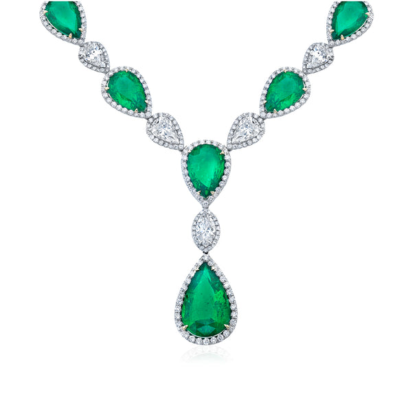 Yellow Gold Emerald and Diamond Necklace 001-235-00084 | Carroll's Jewelers  | Doylestown, PA