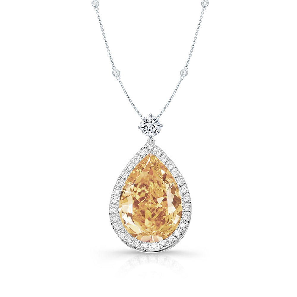 Large Pear-shaped Champaign Diamond Necklace